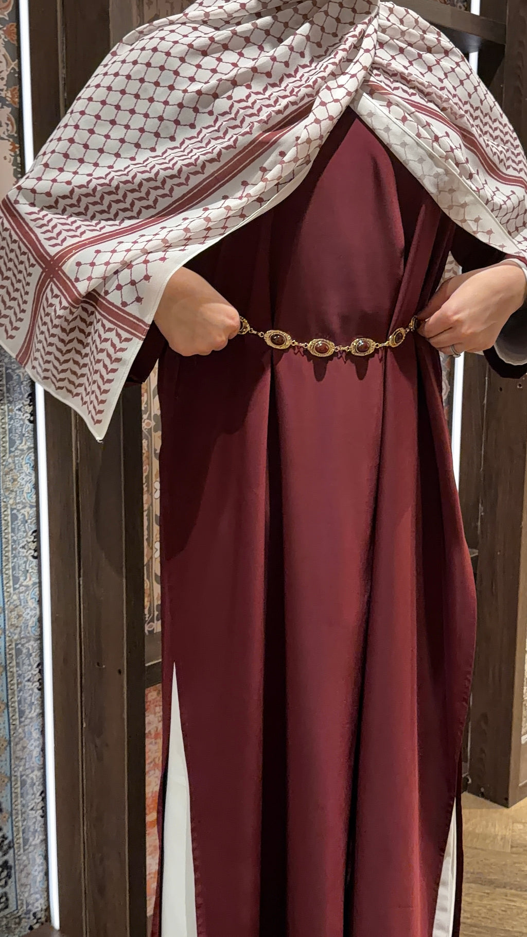 Maroon NARA coord set | Ramadhan | Eid | Modest Coord set | Abaya and slip dress |