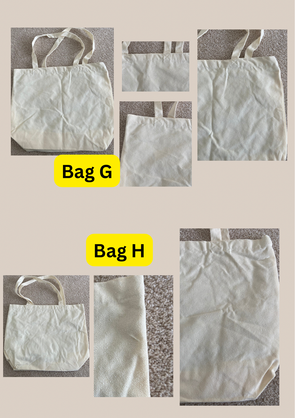 Damaged blank BEIGE heavy duty totes | not personalised| oopsie sale