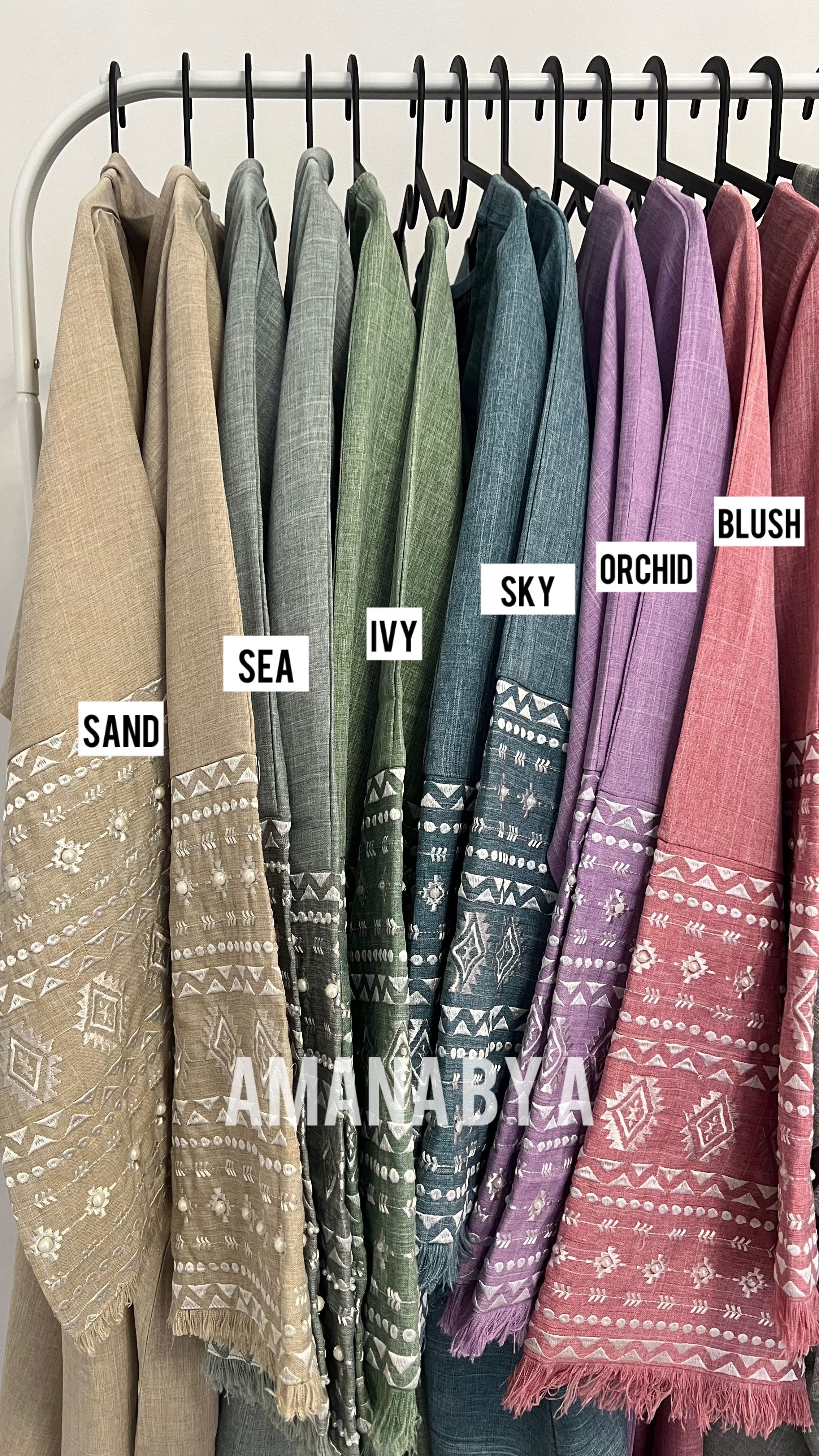 SAND CLOSED ELAYA NEW | EID | Free hijab + belt | CLOSED abaya | Embroidered arms |