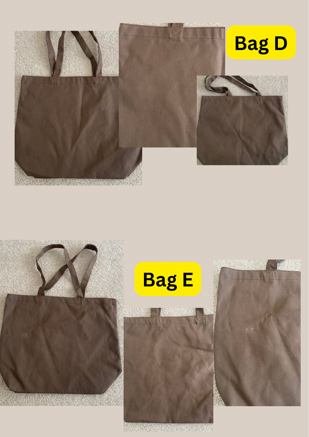Damaged blank BROWN heavy duty totes | not personalised| oopsie sale