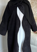 Open BLACK SANA Abaya | corduroy wave abaya | winter abaya |