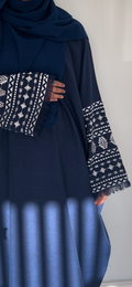 DENIM BLUE ELAYA NEW | EID | CLOSED | Free hijab + belt | Embroidered arms |