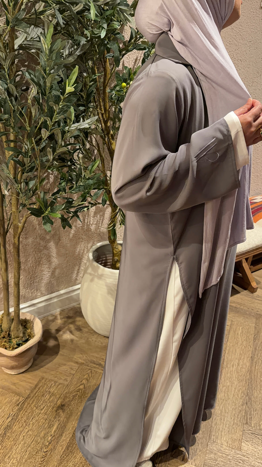 Grey NARA coord set | Ramadhan | Eid | Modest Coord set | Abaya and slip dress |