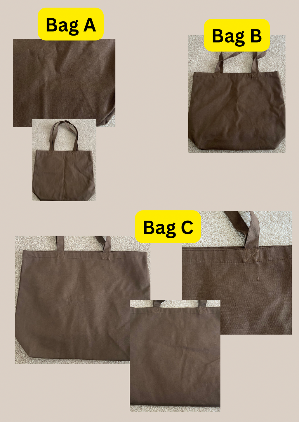 Damaged blank BROWN heavy duty totes | not personalised| oopsie sale