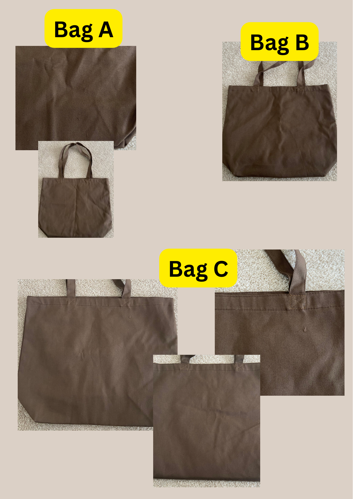 Damaged blank BROWN heavy duty totes | not personalised| oopsie sale