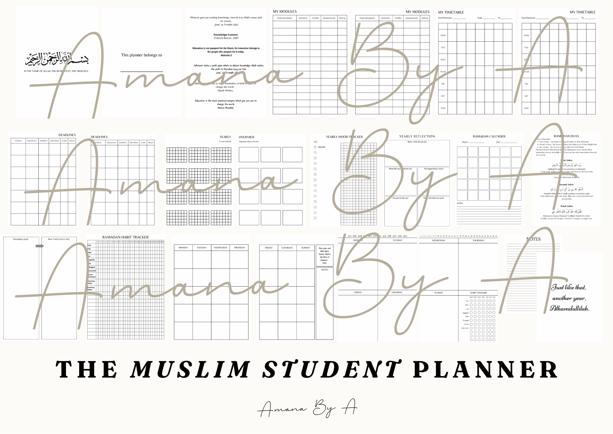 12 MONTH undated Muslim student planner