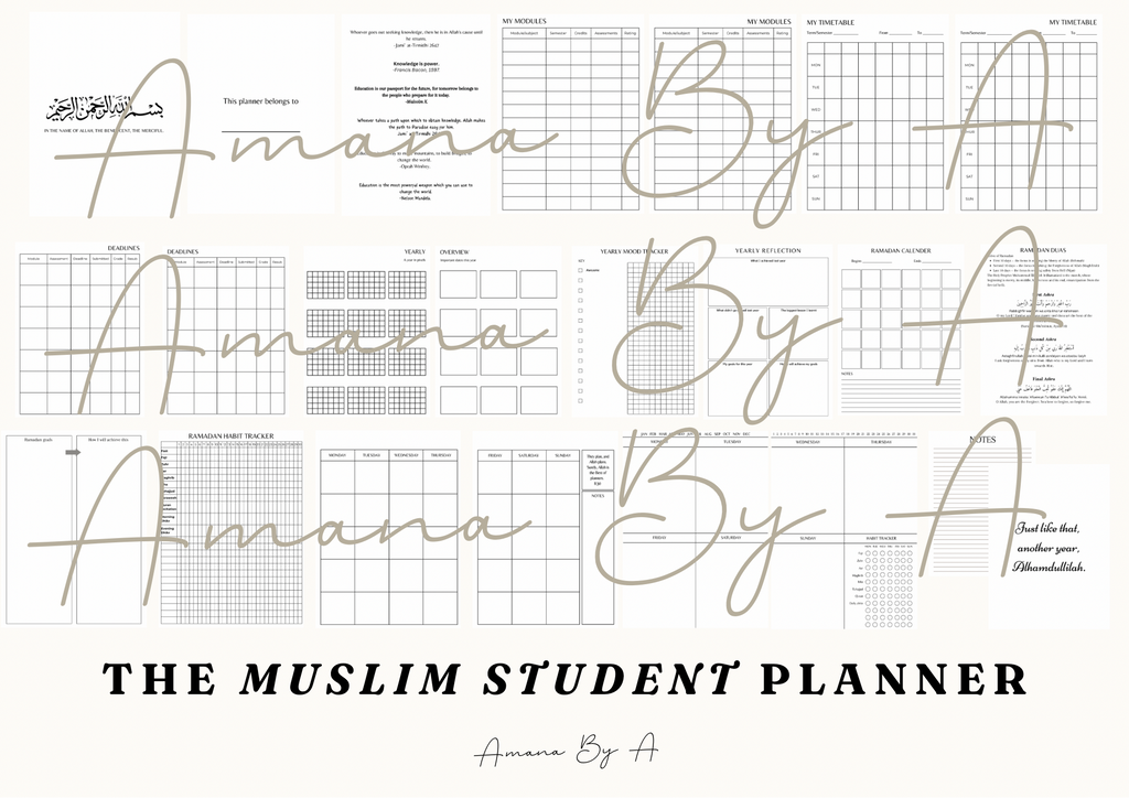 DIGITAL | 12 month undated Muslim student planner | Daily Weekly Monthly Planner| digital print | planner | journal | Ramadan | Muslim planner |