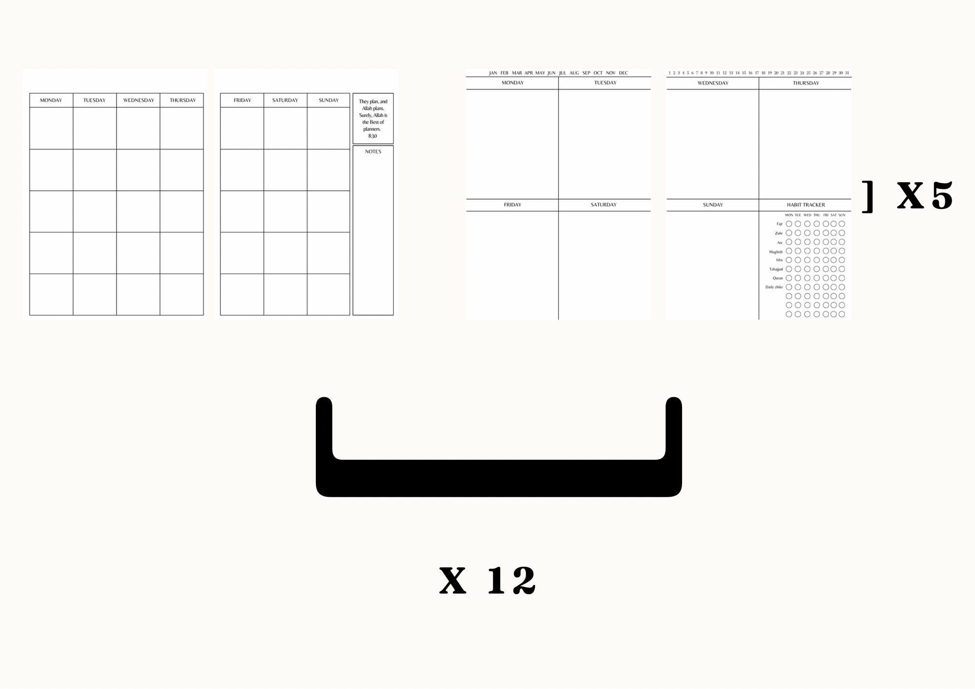 12 MONTH undated Muslim student planner