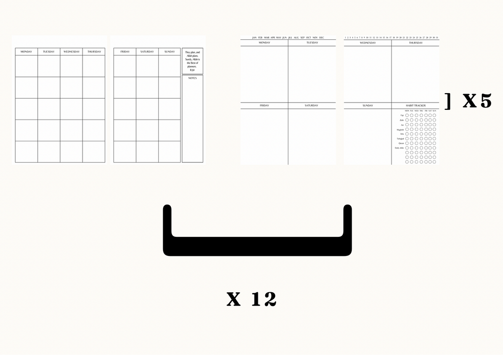 DIGITAL | 12 month undated Muslim student planner | Daily Weekly Monthly Planner| digital print | planner | journal | Ramadan | Muslim planner |