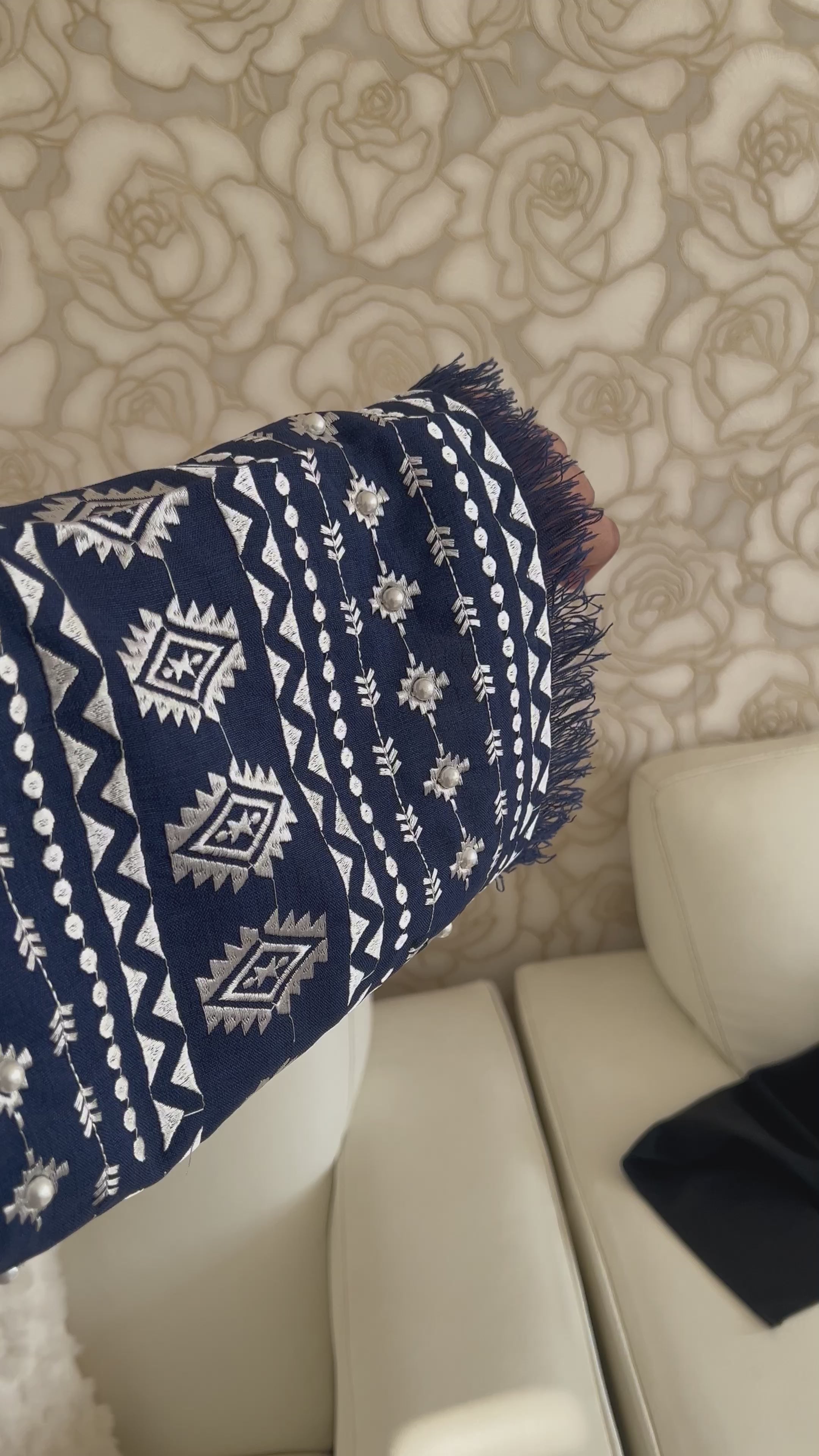 DENIM BLUE ELAYA NEW | EID | CLOSED | Free hijab + belt | Embroidered arms |